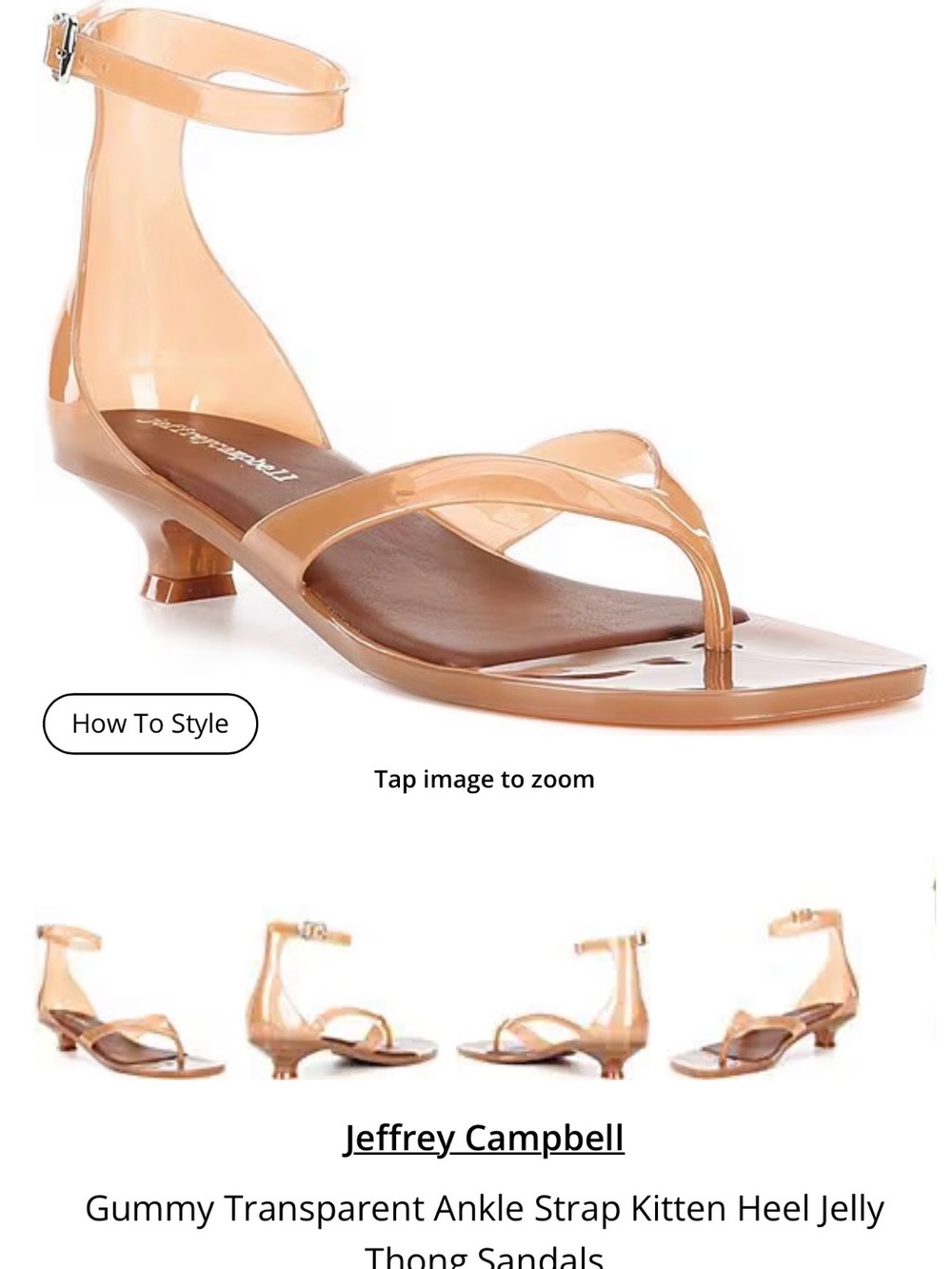 Jeffrey Campbell Nude Tan Gummy Ankle-Strap Kitten Heel Sandals